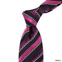 8cm University Striped Tie with Wave Detail Tie in Purple and Pink J-Cufflinks.com.sg | Neckties.com.sg