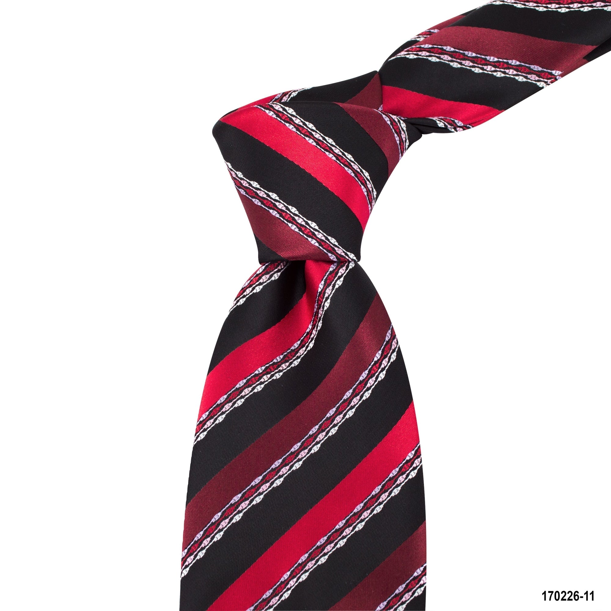 8cm University Striped Tie with Wave Detail Tie in Red and Maroon J-Cufflinks.com.sg | Neckties.com.sg