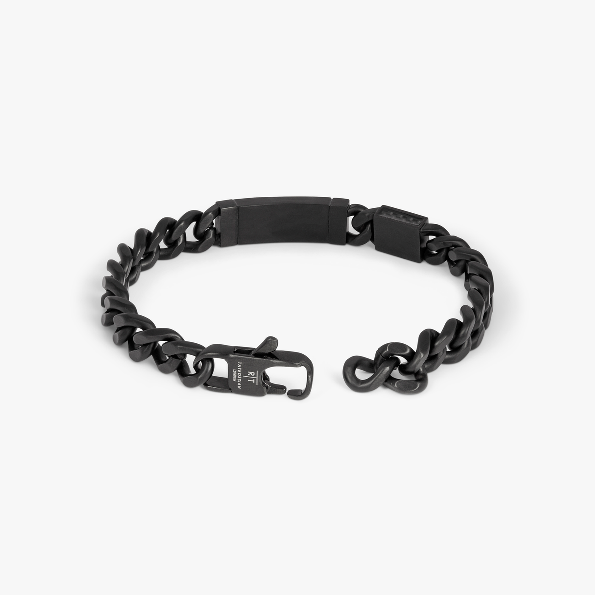 Meccanico Bracelet with Black Carbon Fibre in Black Plated Stainless Steel-Bracelets-Tateossian-Cufflinks.com.sg