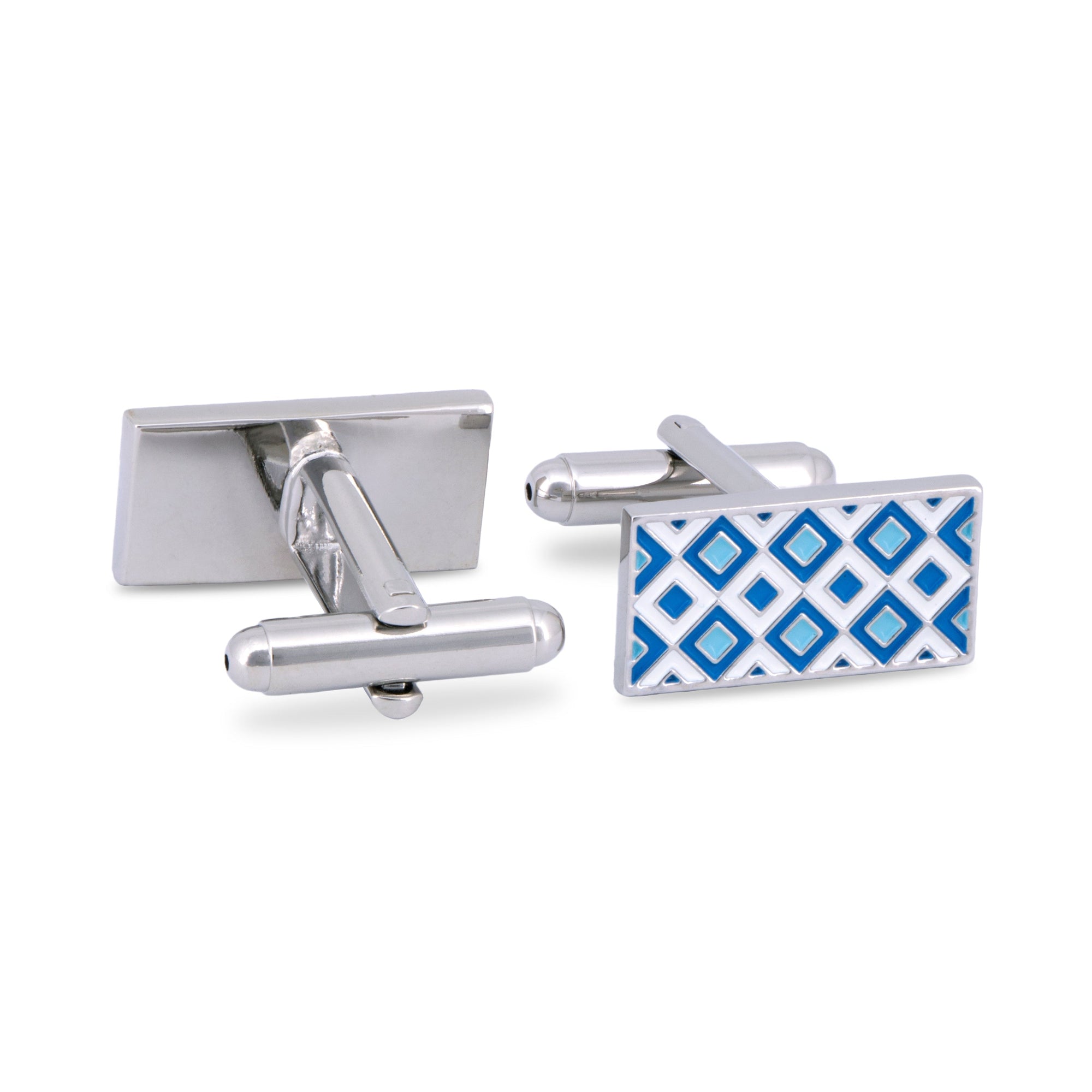 Micro Diamond Details Cufflinks in Blue F-Cufflinks.com.sg