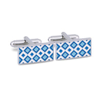 Micro Diamond Details Cufflinks in Blue F-Cufflinks.com.sg