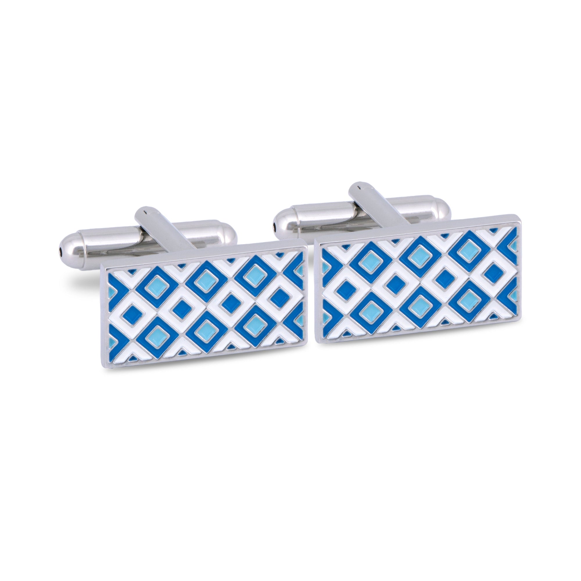 Micro Diamond Details Cufflinks in Blue F-Cufflinks.com.sg