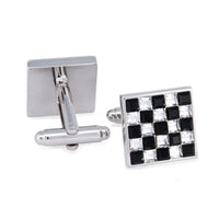 Monochrome Crystals Checks Square Cufflinks F-Cufflinks.com.sg