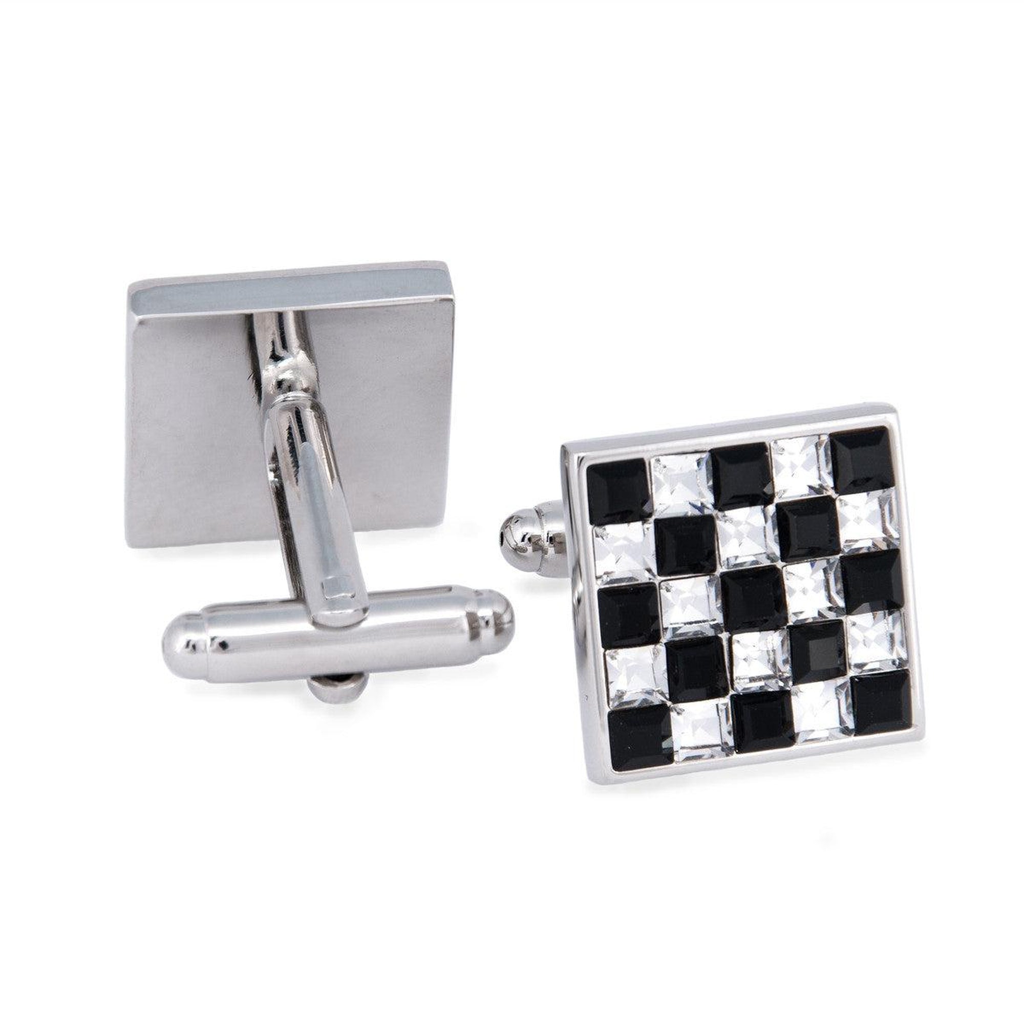 Monochrome Crystals Checks Square Cufflinks F-Cufflinks.com.sg