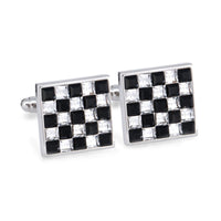 Monochrome Crystals Checks Square Cufflinks F-Cufflinks.com.sg