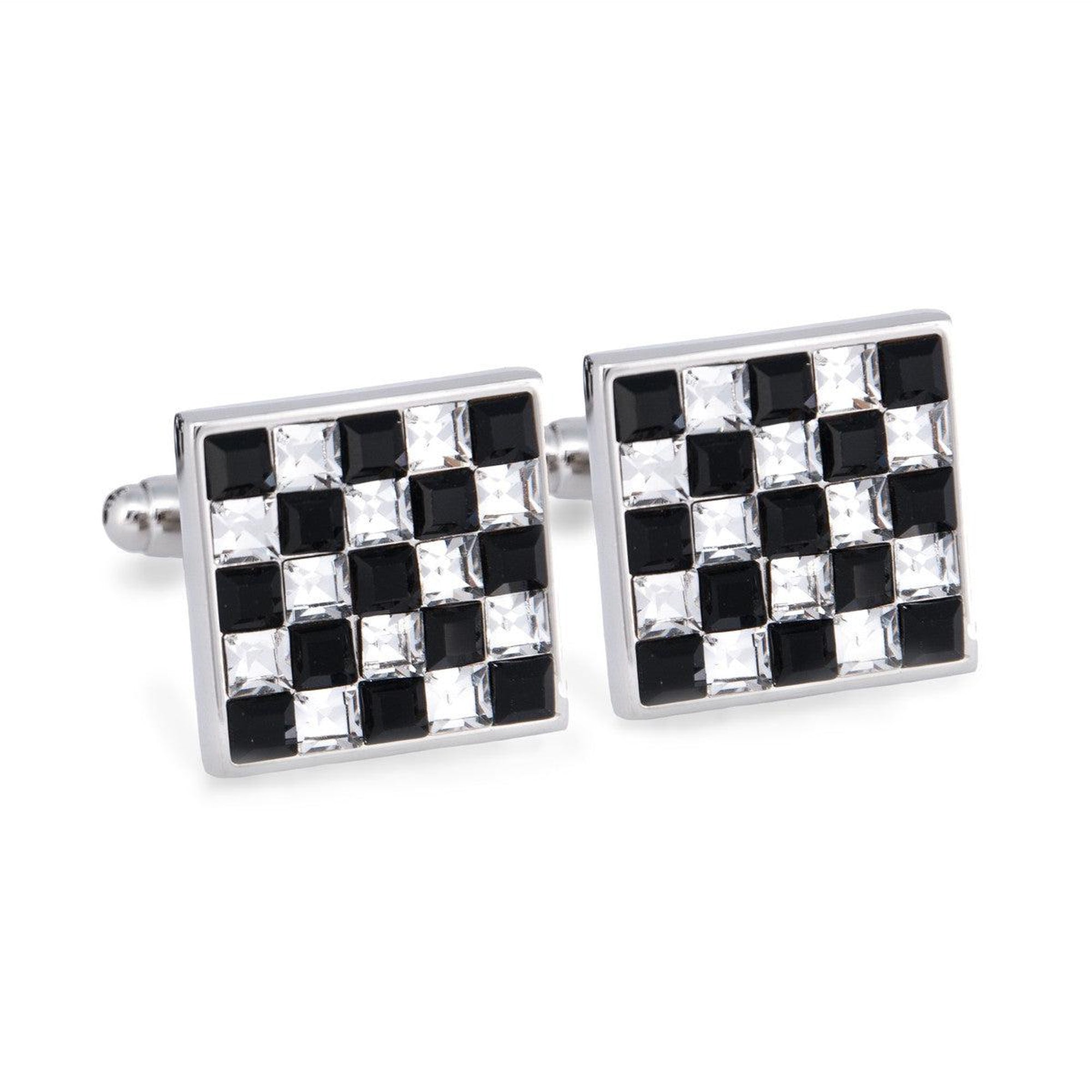 Monochrome Crystals Checks Square Cufflinks F-Cufflinks.com.sg