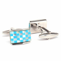 Mosaic Square MOP Cufflinks Blue classic J-MarZthomson-Cufflinks.com.sg