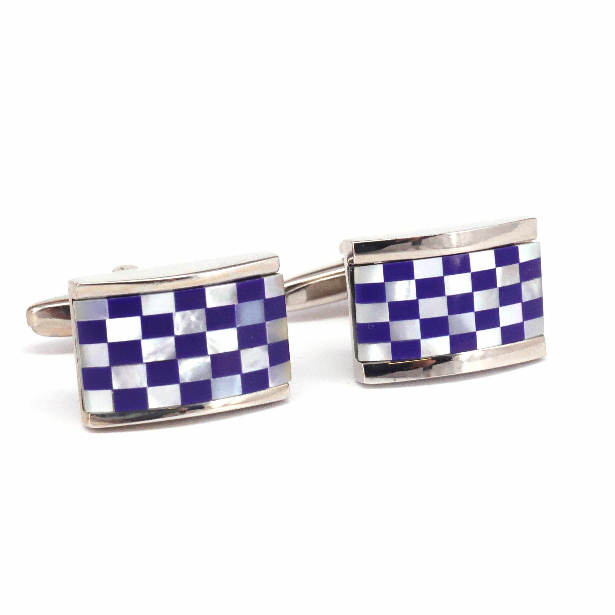Mosaic Square MOP Cufflinks Purple Blue classic J-MarZthomson-Cufflinks.com.sg