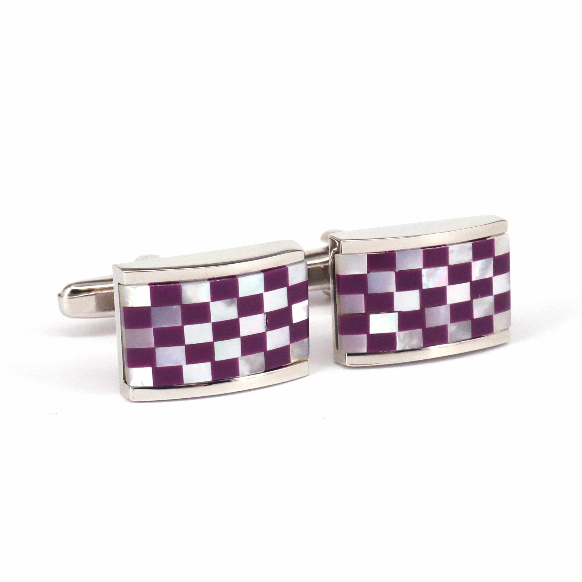 Mosaic Square MOP Cufflinks Purple classic J-MarZthomson-Cufflinks.com.sg