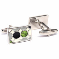 Multicol Enamal Cufflinks Black Green-MarZthomson-Cufflinks.com.sg