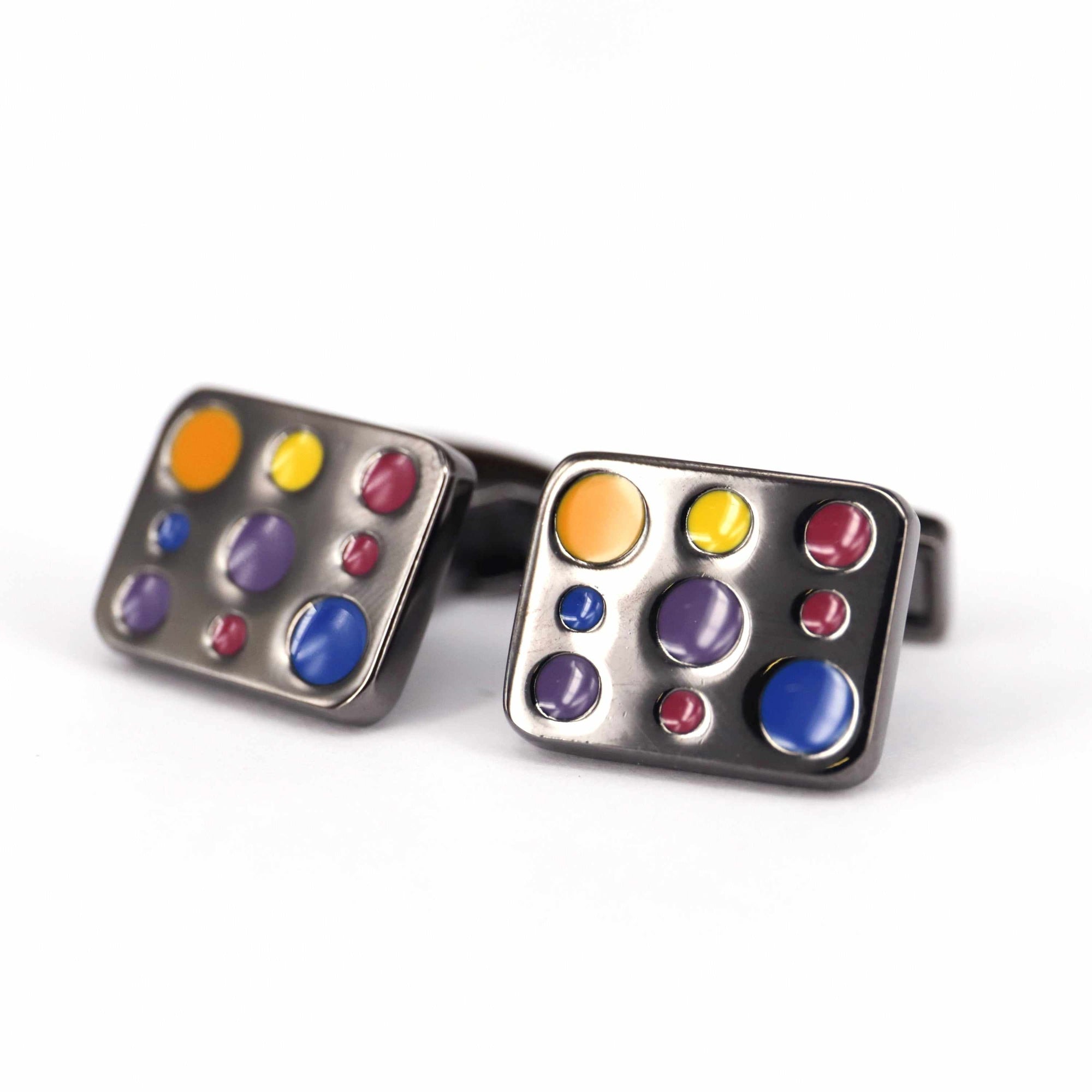 Multicoloured Gunmetal Cufflinks-Cufflinks.com.sg