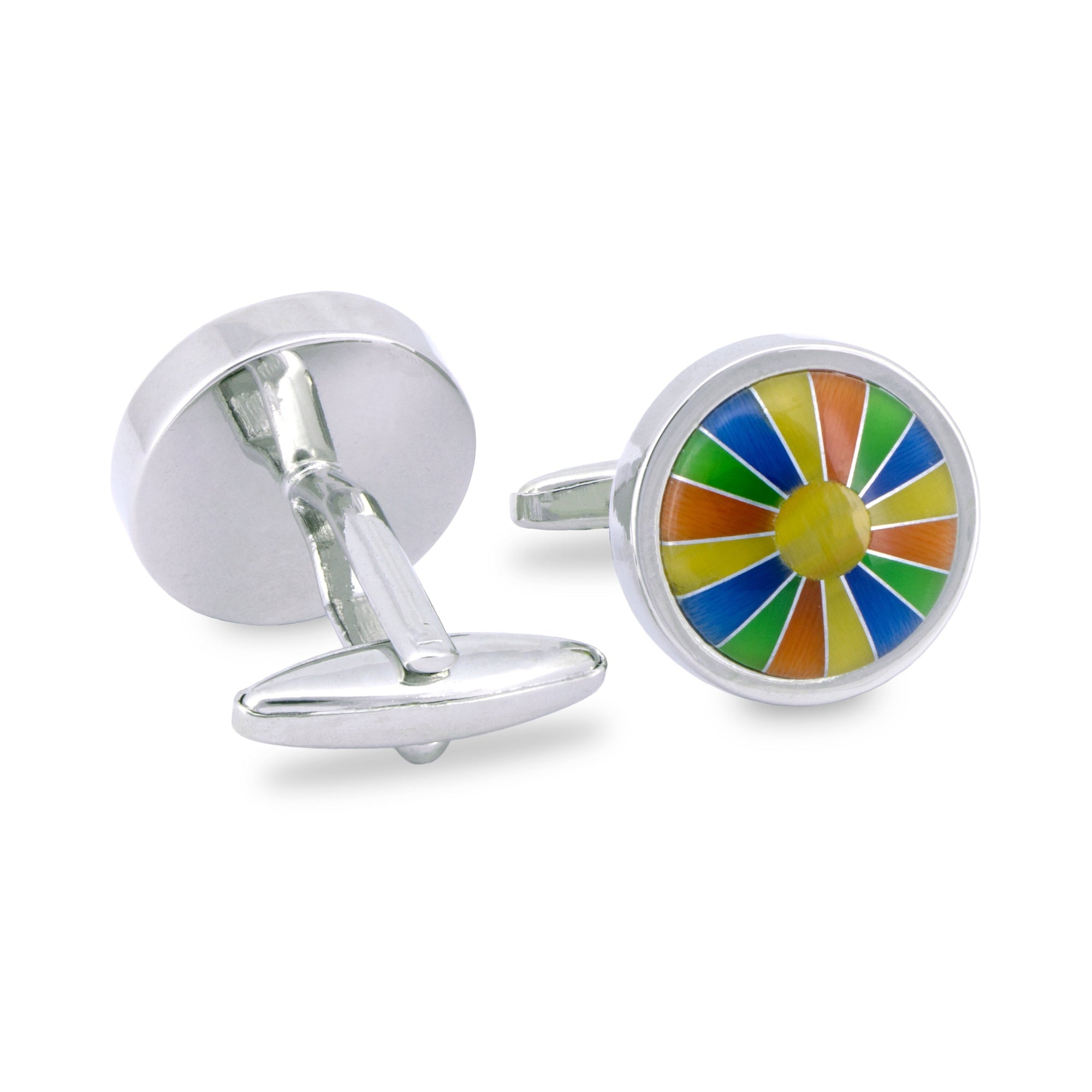 Multicoloured Round Cufflinks-Cufflinks.com.sg