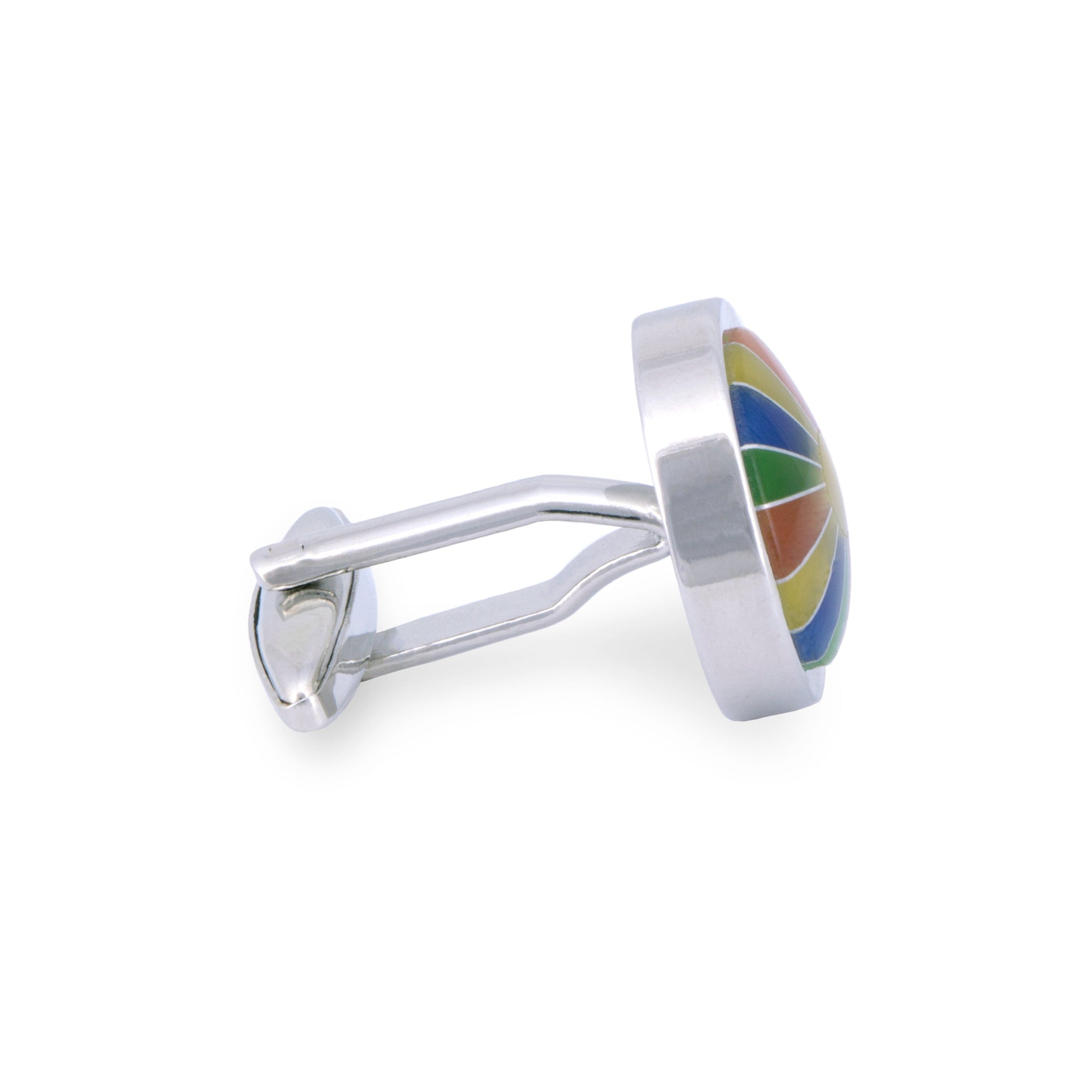 Multicoloured Round Cufflinks-Cufflinks.com.sg