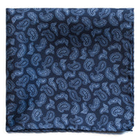Navy Blue Paisley Pocket Square-Pocket Squares-Andrew's Ties-Cufflinks.com.sg