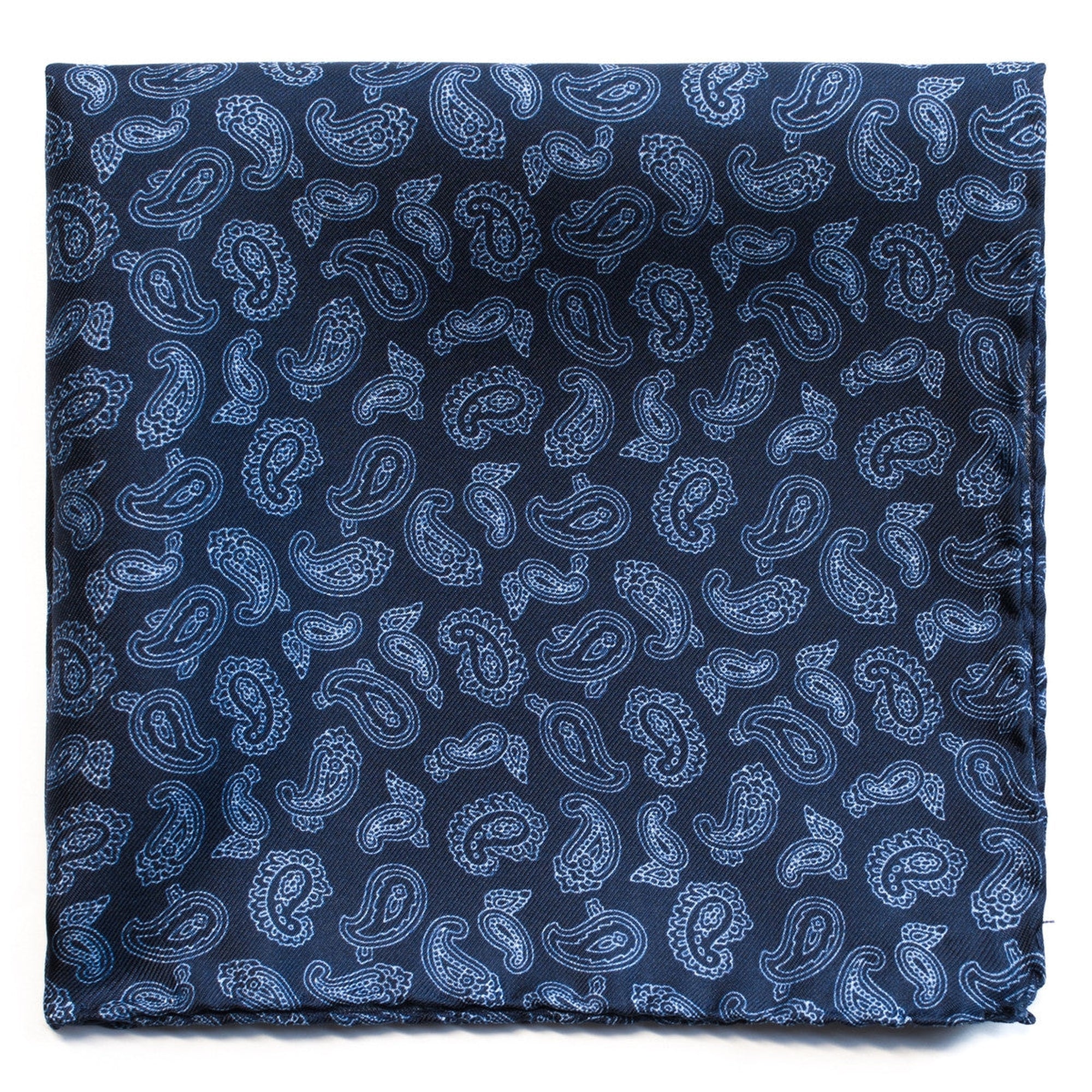 Navy Blue Paisley Pocket Square-Pocket Squares-Andrew's Ties-Cufflinks.com.sg