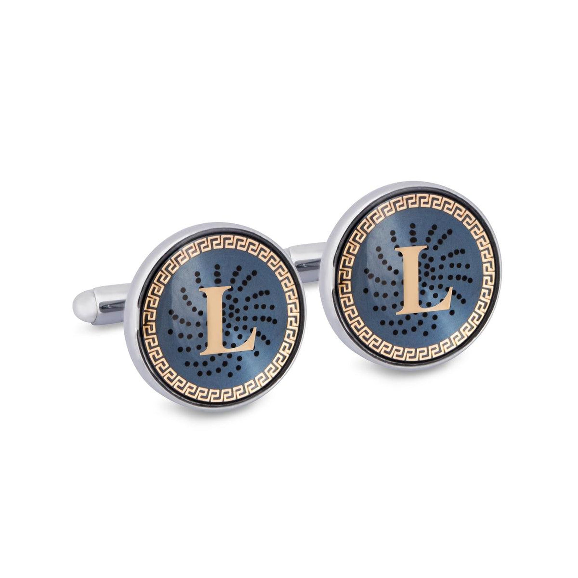 ONLINE EXCLUSIVE Gold Monogram Cufflinks with Lacquer Finish-Cufflinks.com.sg