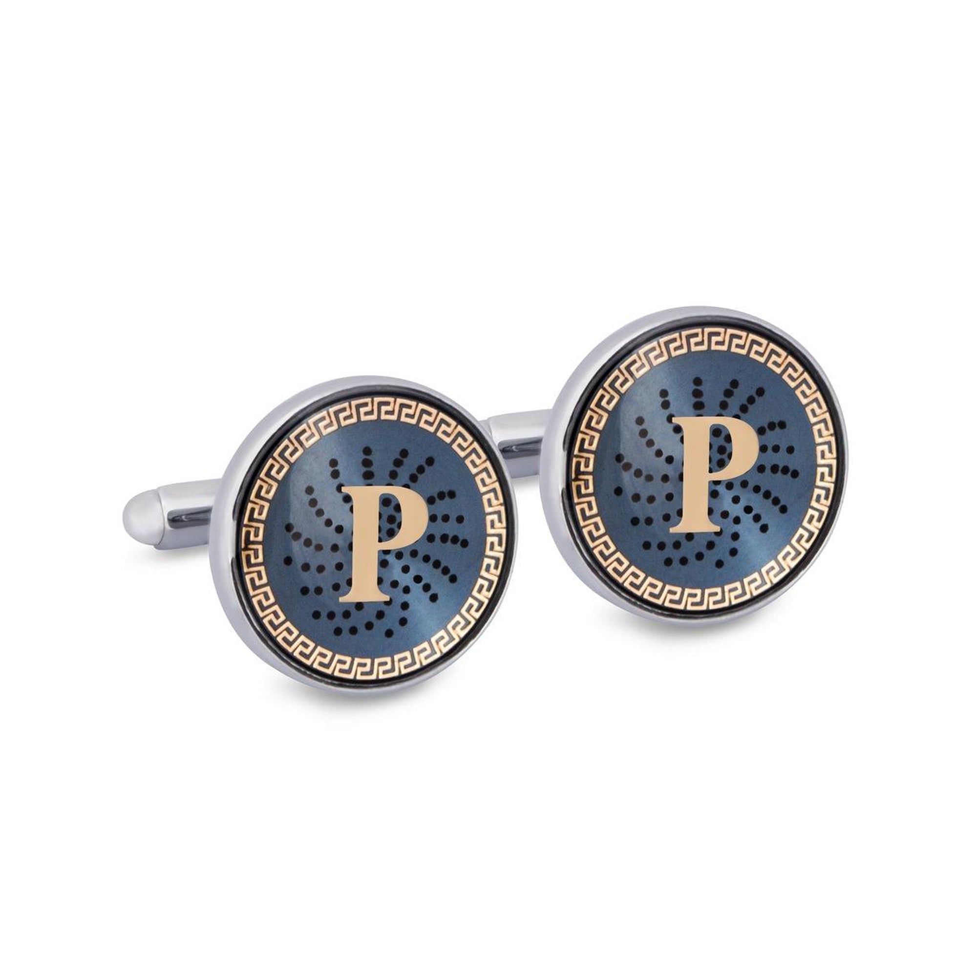 ONLINE EXCLUSIVE Gold Monogram Cufflinks with Lacquer Finish-Cufflinks.com.sg
