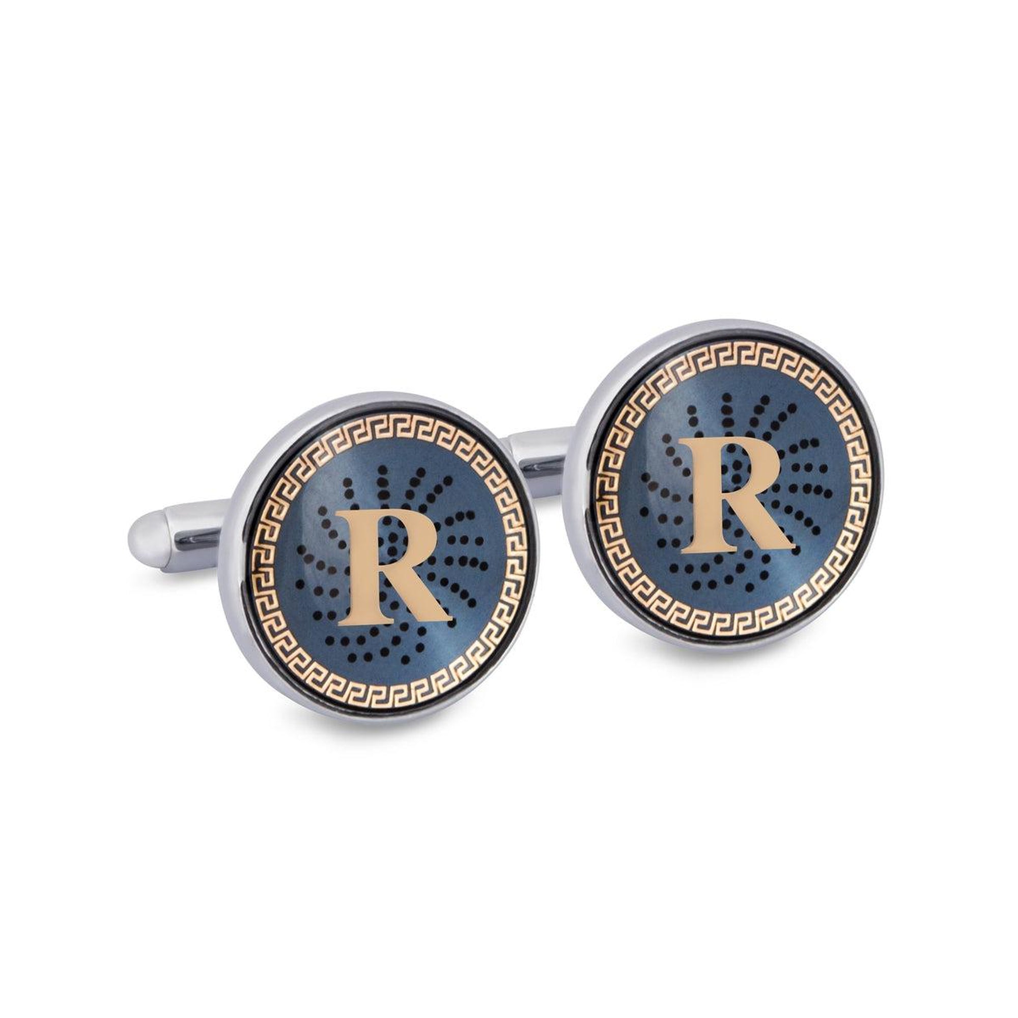 ONLINE EXCLUSIVE Gold Monogram Cufflinks with Lacquer Finish-Cufflinks.com.sg
