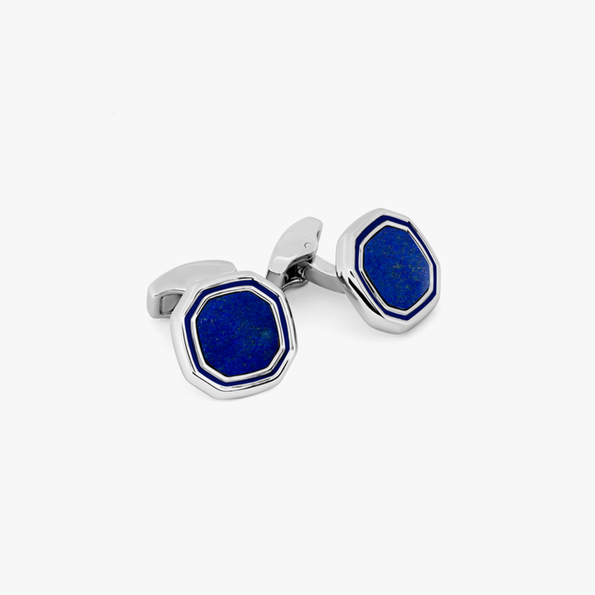 Octagon Cufflinks Onyx/ Lapis / MOP / Tiger Eye with Rhodium inish-Cufflinks.com.sg | Neckties.com.sg-Lapis-Cufflinks.com.sg
