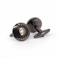 One Crystal Details in Gunmetal-Crystal Cufflinks-MarZthomson-Cufflinks.com.sg