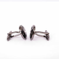 One Crystal Details in Gunmetal-Crystal Cufflinks-MarZthomson-Cufflinks.com.sg