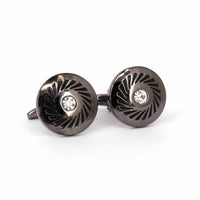 One Crystal Details in Gunmetal-Crystal Cufflinks-MarZthomson-Cufflinks.com.sg