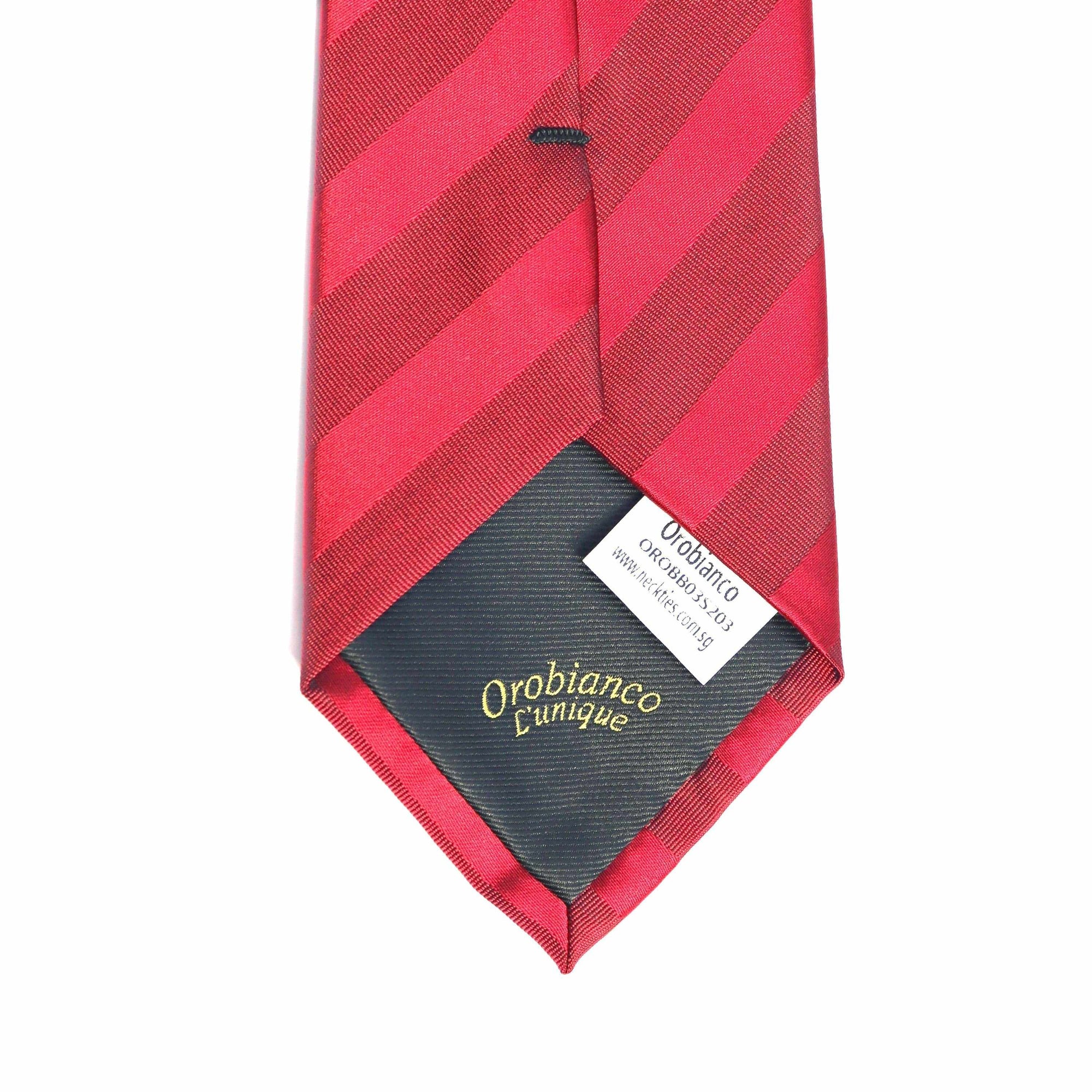 Orobianco L'unique Red Satin with Twill-Neckties-Orobianco L'unique-Cufflinks.com.sg