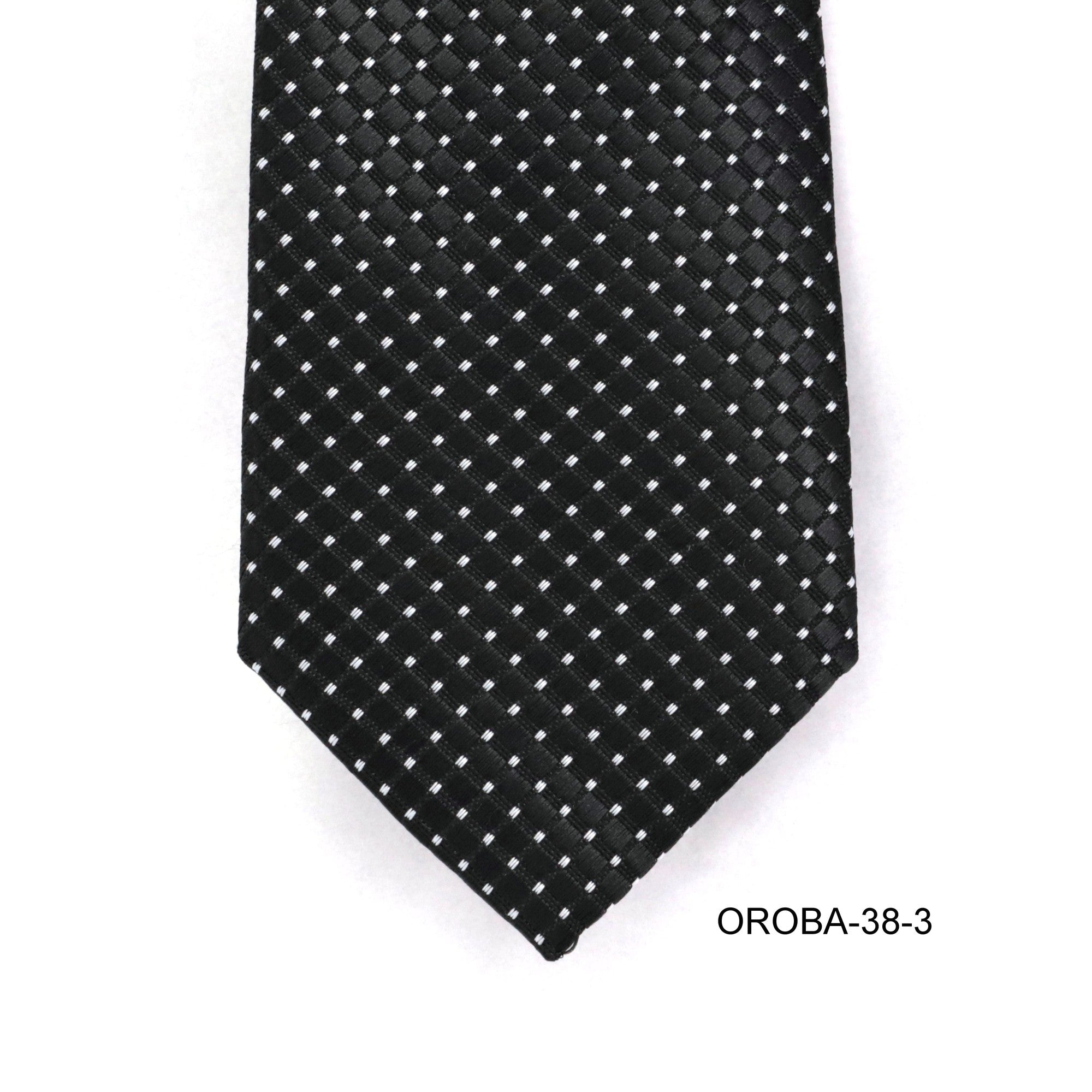 Orotie textured with Small Dots Tie in Black-Neckties-Orobianco L'unique-Cufflinks.com.sg