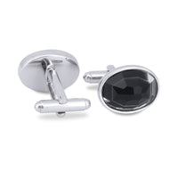 Oval Black Crystal Cufflinks-Cufflinks.com.sg