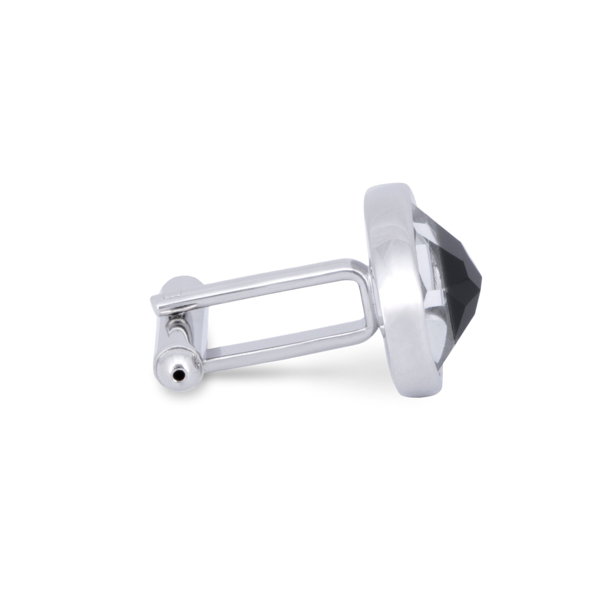 Oval Black Crystal Cufflinks-Cufflinks.com.sg