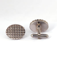 Oval Check Stainless Cufflinks-Cufflinks.com.sg