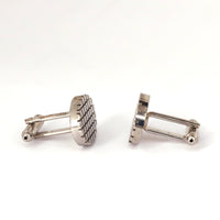 Oval Check Stainless Cufflinks-Cufflinks.com.sg