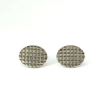 Oval Check Stainless Cufflinks-Cufflinks.com.sg