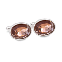 Oval Pale Orange Bezel Cufflinks-Cufflinks.com.sg