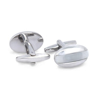 Oval Pearl Insert Cufflinks-Cufflinks.com.sg