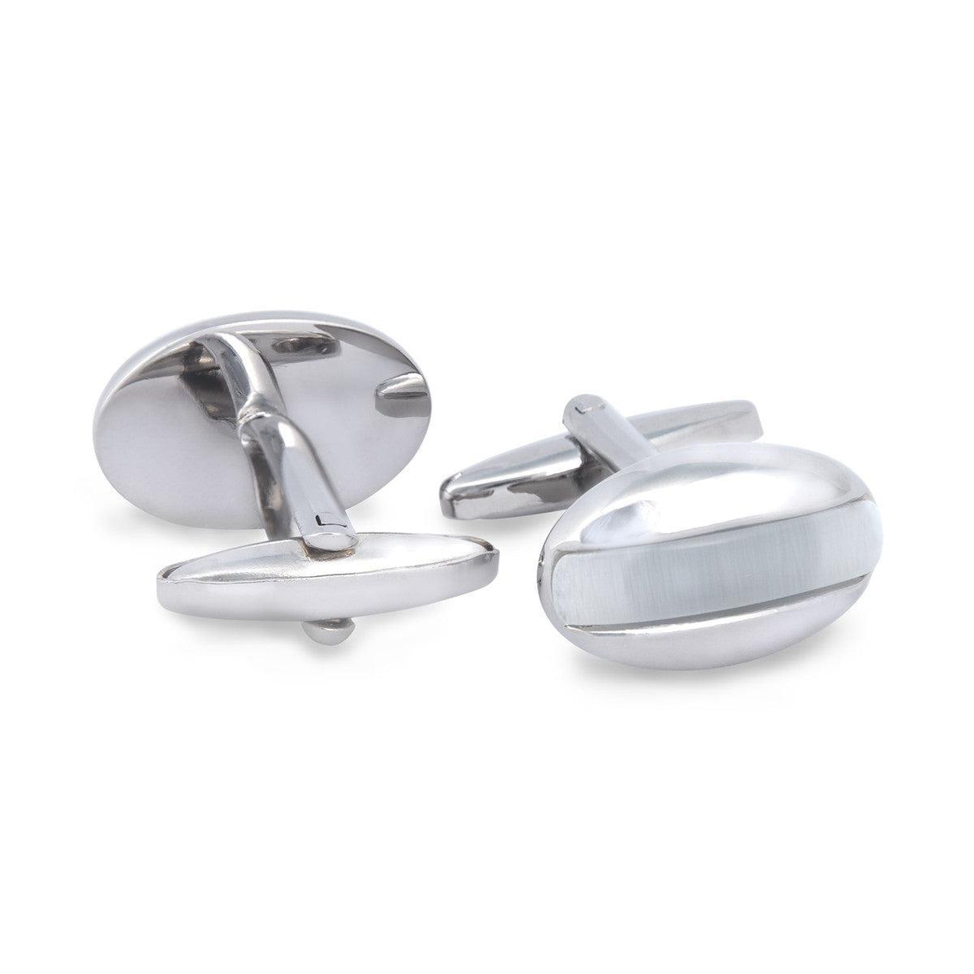 Oval Pearl Insert Cufflinks-Cufflinks.com.sg