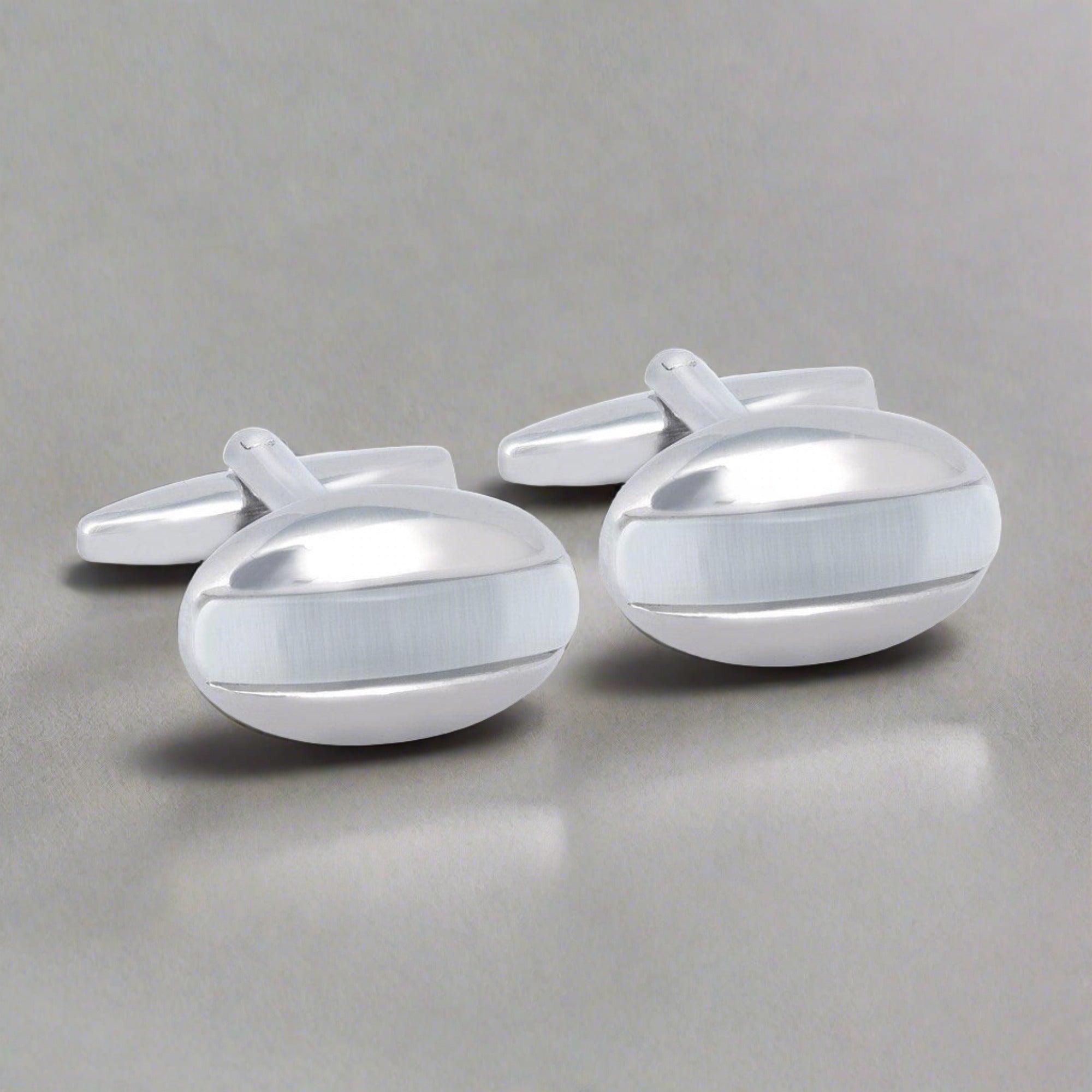 Oval Pearl Insert Cufflinks-Cufflinks.com.sg