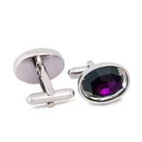 Oval Plum Bezel Cufflinks-Cufflinks.com.sg