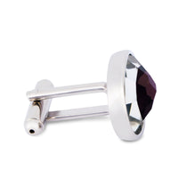 Oval Plum Bezel Cufflinks-Cufflinks.com.sg