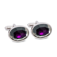 Oval Plum Bezel Cufflinks-Cufflinks.com.sg