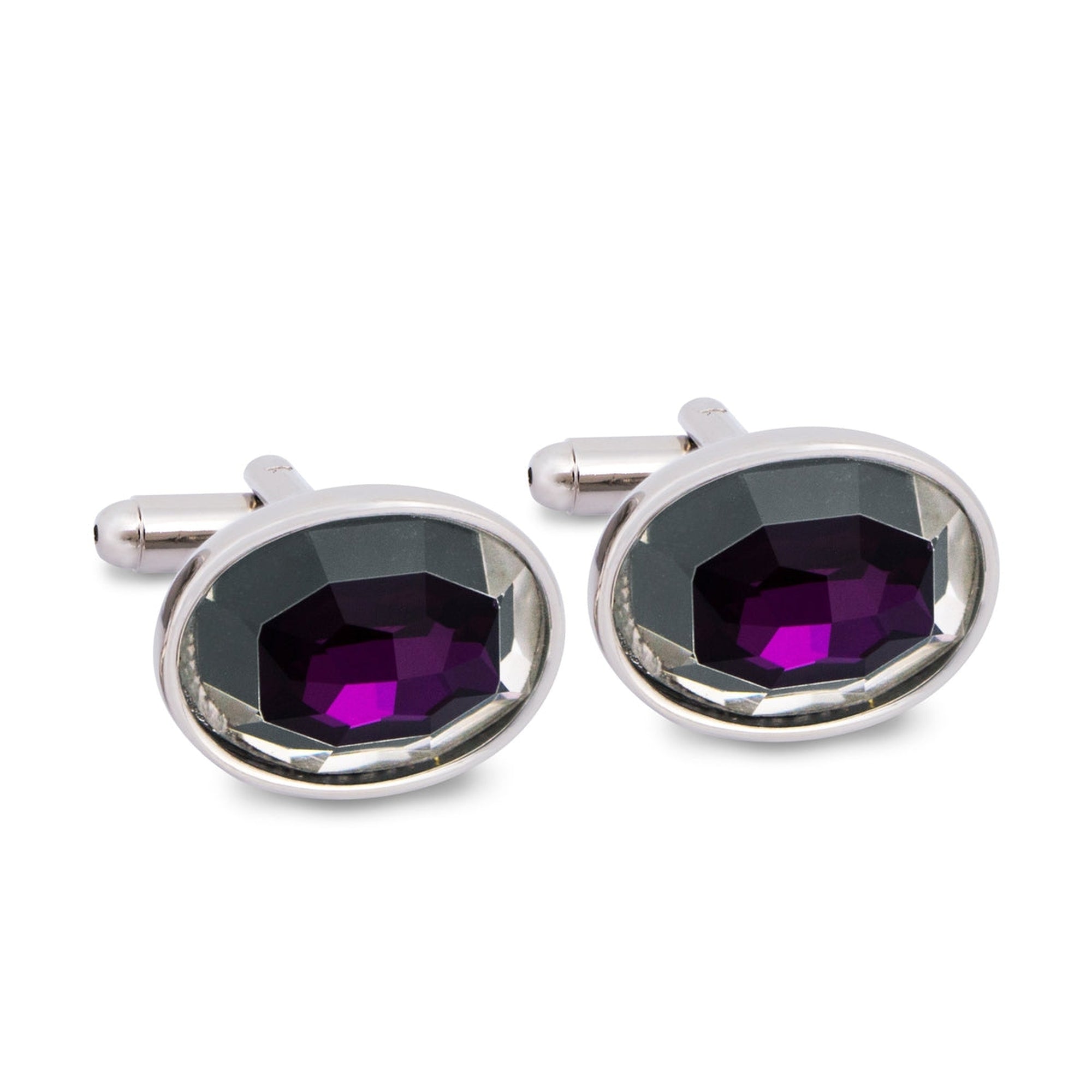 Oval Plum Bezel Cufflinks-Cufflinks.com.sg
