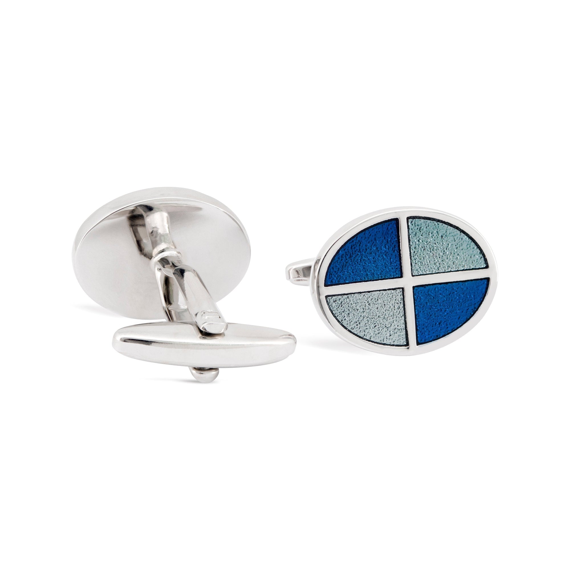 Oval Quadrant in Blue Cufflinks-Cufflinks.com.sg