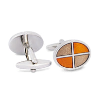 Oval Quadrant in Orange Cufflinks-Cufflinks.com.sg