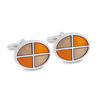 Oval Quadrant in Orange Cufflinks-Cufflinks.com.sg