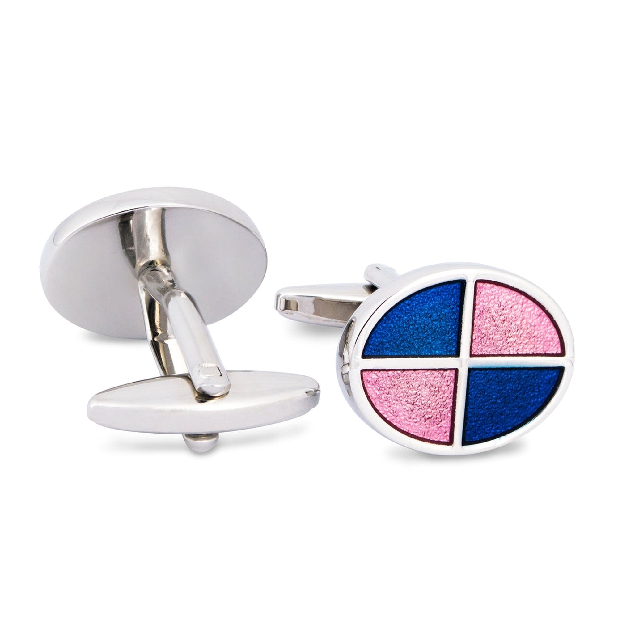 Oval Quadrant in Pink & Blue Cufflinks-Cufflinks.com.sg