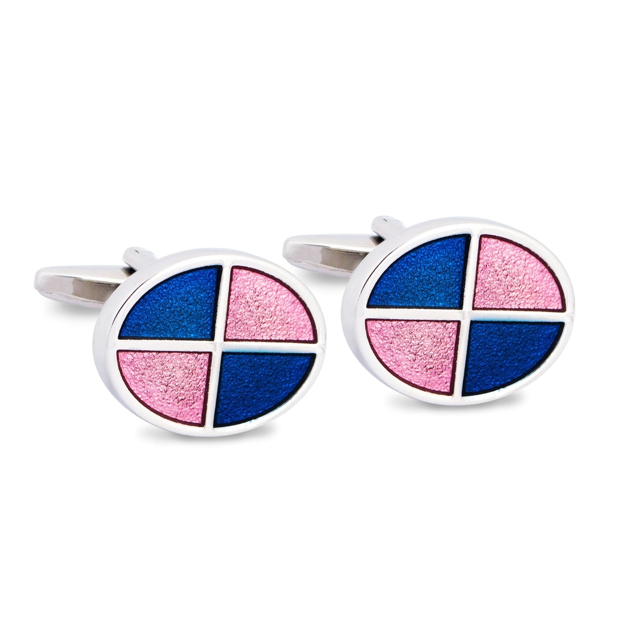 Oval Quadrant in Pink & Blue Cufflinks-Cufflinks.com.sg