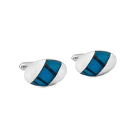 Oval Teal Dichroic Glass Cufflinks-Cufflinks.com.sg
