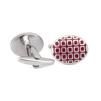 Oval with Rectangle Grid Pattern Cufflinks J-MarZthomson-Cufflinks.com.sg