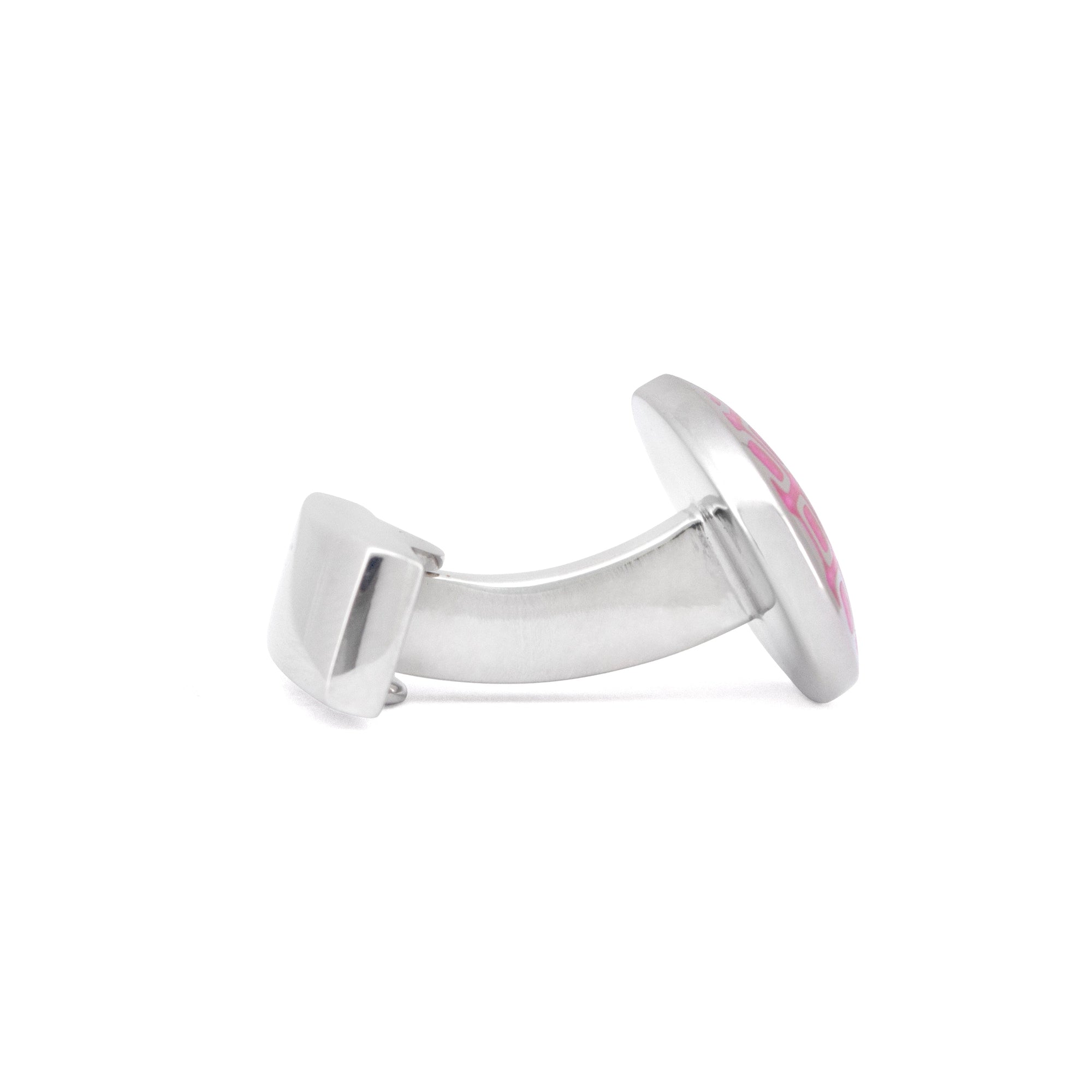 Neon Pink Oval with Rectangle Grid Pattern Cufflinks-Cufflinks.com.sg