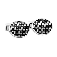 Oval with Rectangle Grid Pattern Cufflinks J-MarZthomson-Cufflinks.com.sg